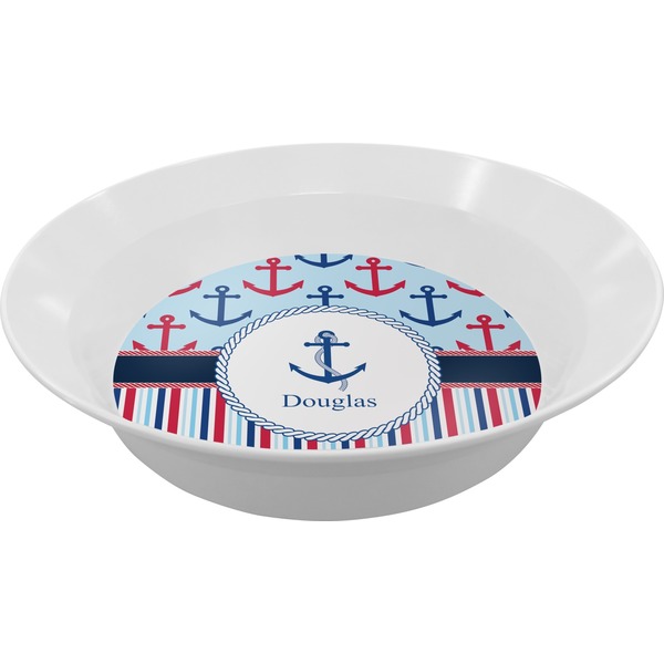 Custom Anchors & Stripes Melamine Bowl (Personalized)