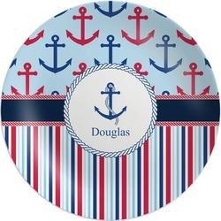Anchors & Stripes Melamine Plate (Personalized)