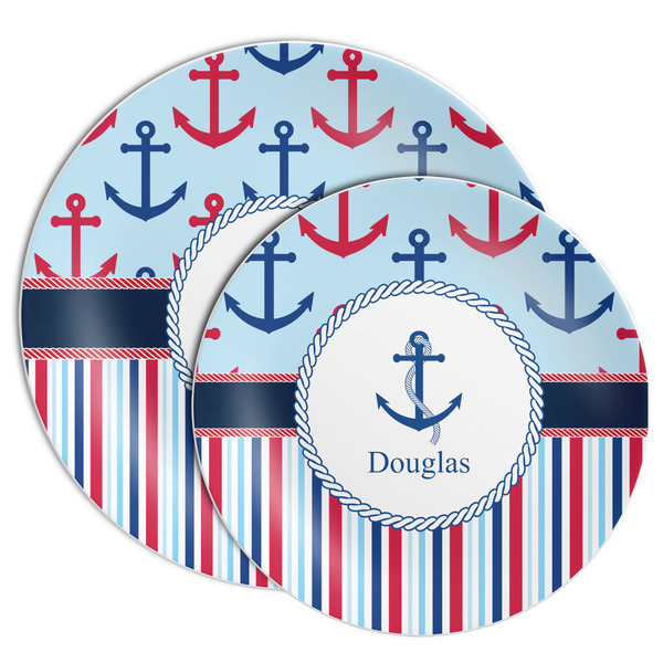Anchors & Stripes Melamine Plates - PARENT/MAIN
