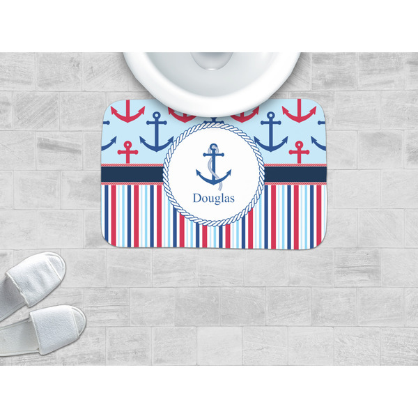 Anchors & Stripes Memory Foam Bath Mat - LIFESTYLE