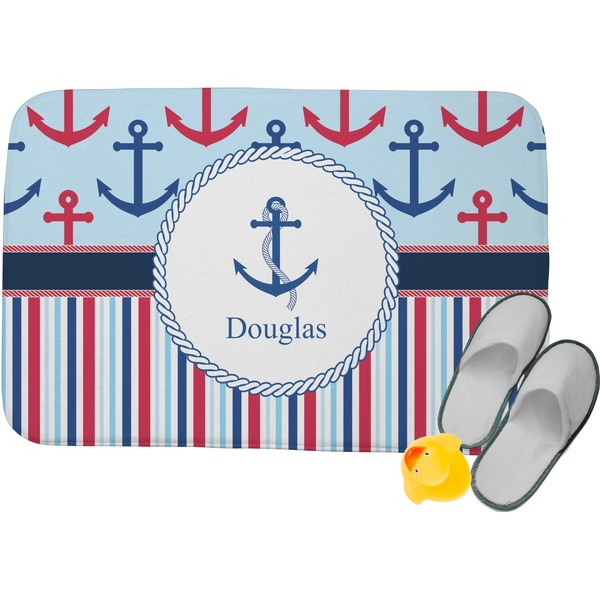 Custom Anchors & Stripes Memory Foam Bath Mat (Personalized)