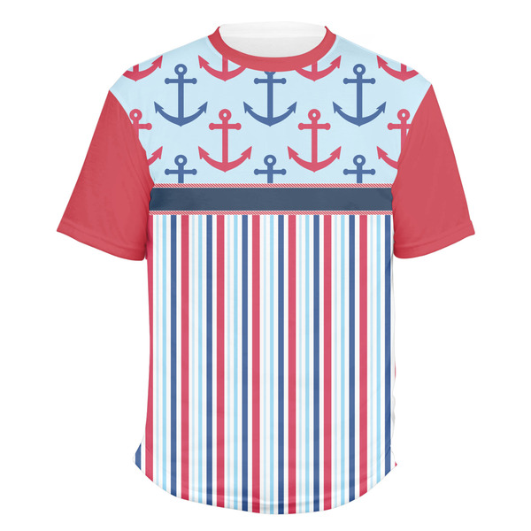 Custom Anchors & Stripes Men's Crew T-Shirt - Large
