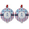 Anchors & Stripes Metal Ball Ornament - Front and Back