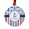 Anchors & Stripes Metal Ball Ornament - Front