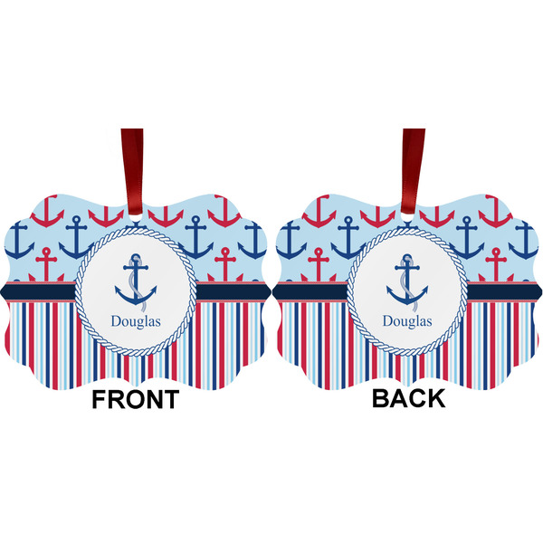 Anchors & Stripes Metal Benilux Ornament - Front and Back (APPROVAL)