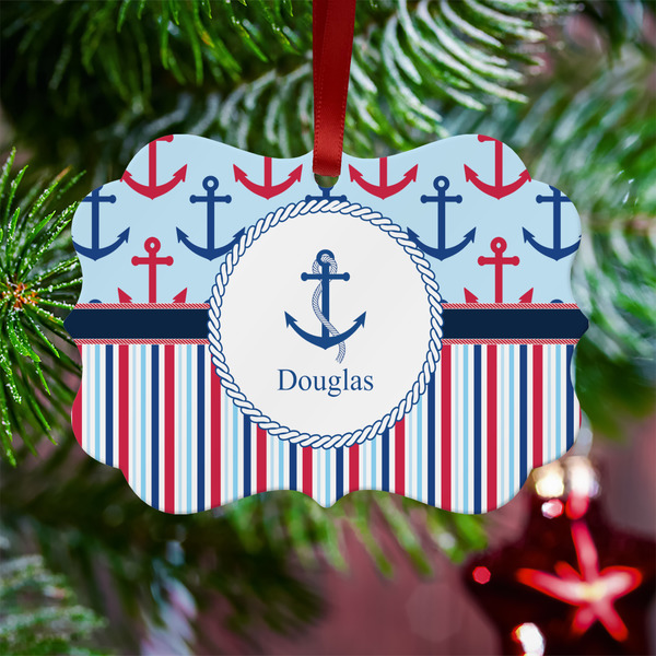 Anchors & Stripes Metal Benilux Ornament - Lifestyle
