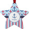 Anchors & Stripes Metal Star Ornament - Double Sided w/ Name or Text