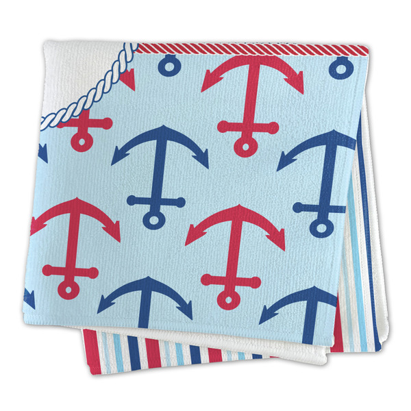 Anchors & Stripes Microfiber Dish Rag - FOLDED (square)