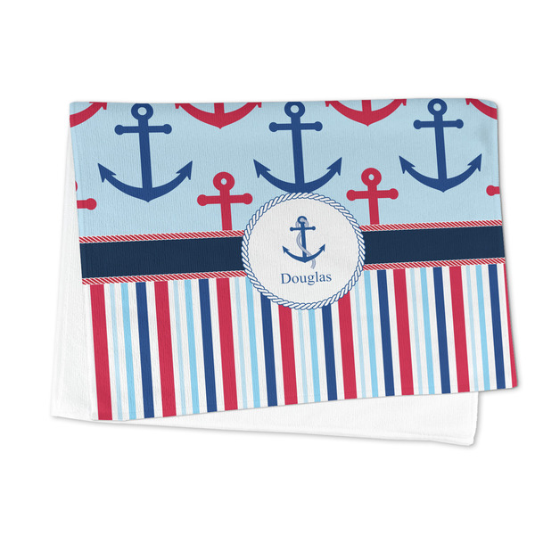 Anchors & Stripes Microfiber Dish Towel - FOLDED HALF