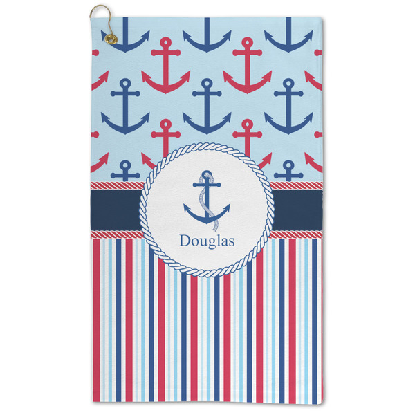 Custom Anchors & Stripes Microfiber Golf Towel - Large (Personalized)