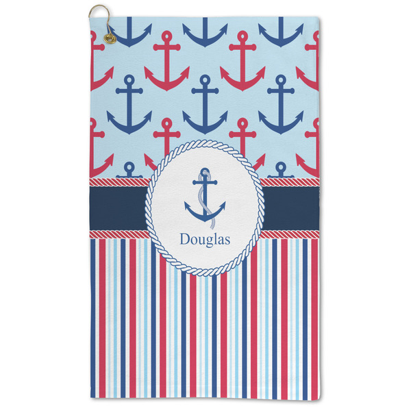 Custom Anchors & Stripes Microfiber Golf Towel (Personalized)