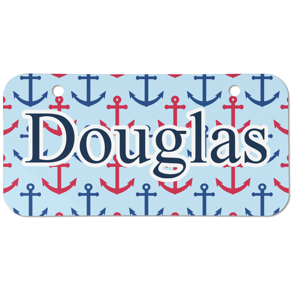 Custom Anchors & Stripes Mini/Bicycle License Plate (2 Holes) (Personalized)