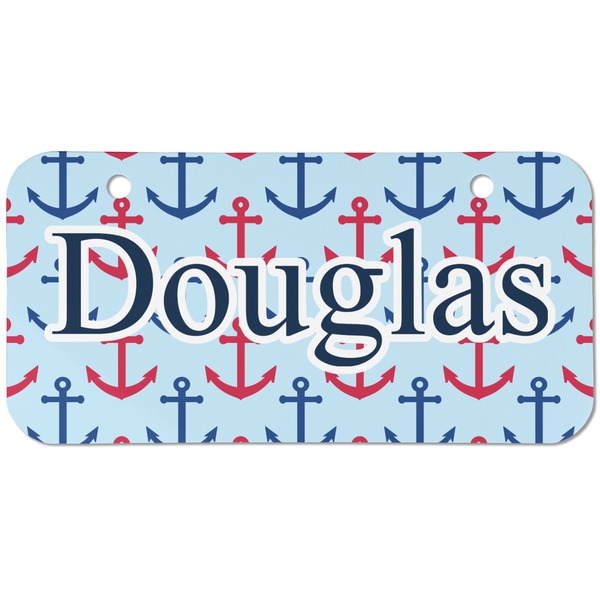 Anchors & Stripes Mini Bicycle License Plate - Two Holes