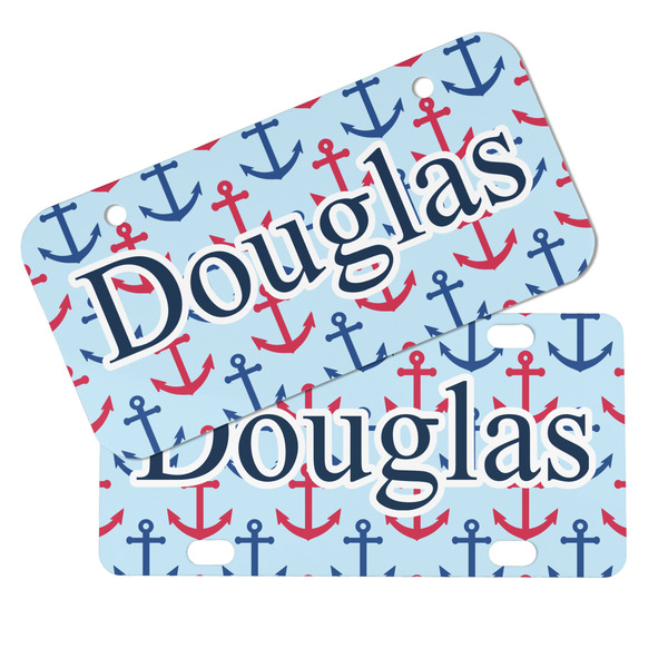 Anchors & Stripes Mini License Plates - MAIN (4 and 2 Holes)
