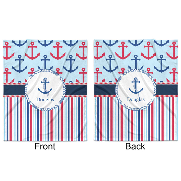 Anchors & Stripes Minky Blanket - 50"x60" - Double Sided - Front & Back