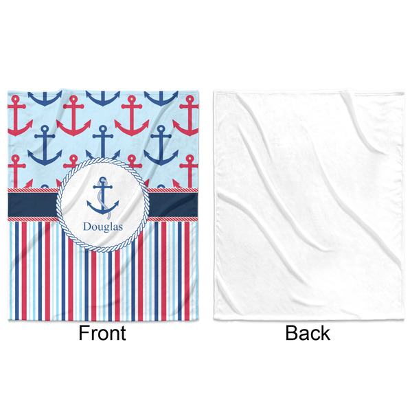 Anchors & Stripes Minky Blanket - 50"x60" - Single Sided - Front & Back
