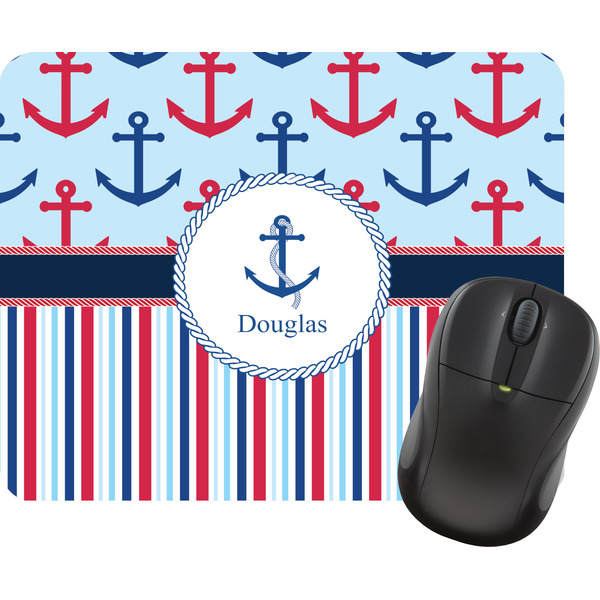 Custom Anchors & Stripes Rectangular Mouse Pad (Personalized)