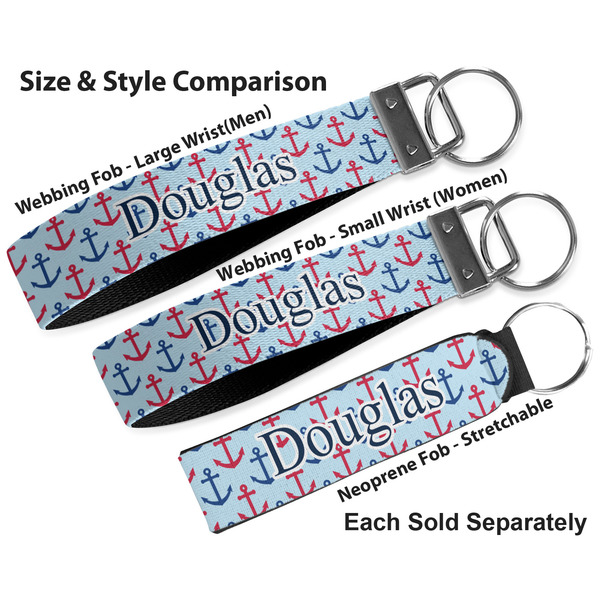 Anchors & Stripes Multiple Key Ring comparison sizes