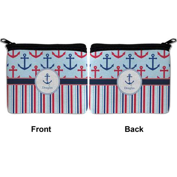 Anchors & Stripes Neoprene Coin Purse - Front & Back (APPROVAL)
