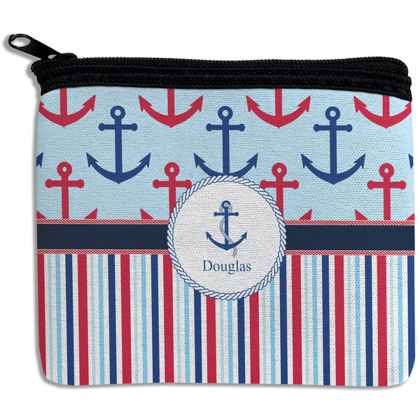 Custom Anchors & Stripes Rectangular Coin Purse (Personalized)