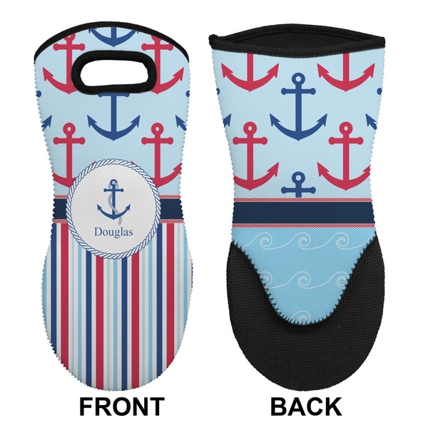 Anchors & Stripes Neoprene Oven Mitt (Front & Back)