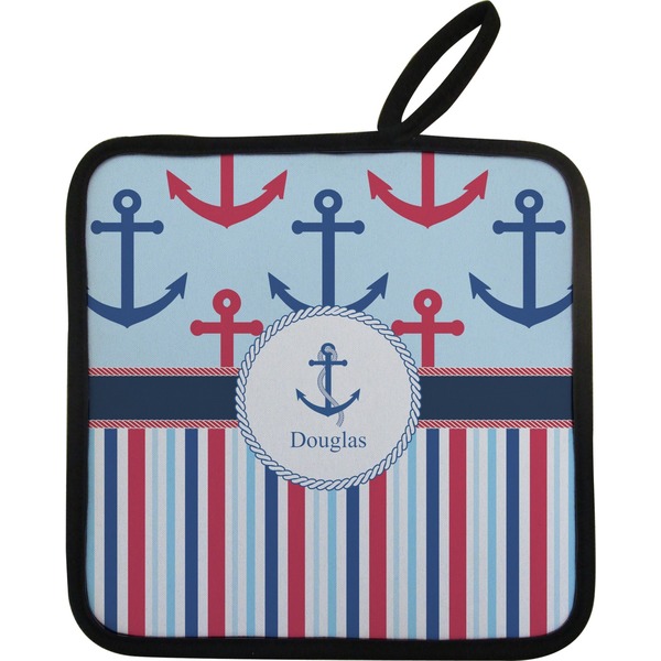 Custom Anchors & Stripes Pot Holder w/ Name or Text