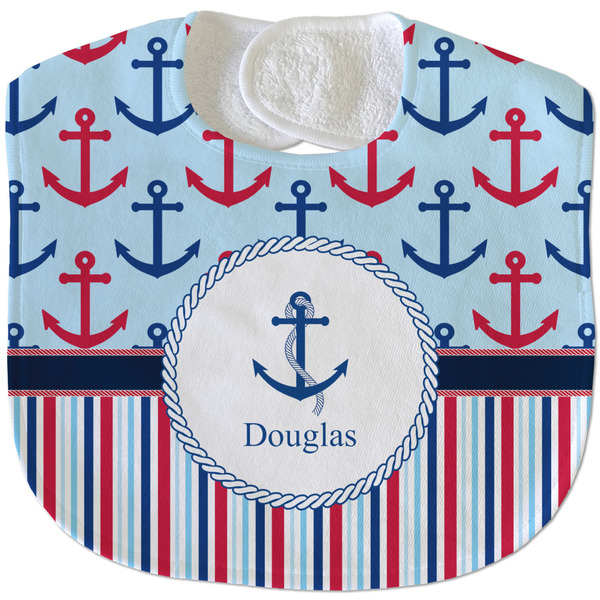 Anchors & Stripes New Baby Bib - Closed and Folded