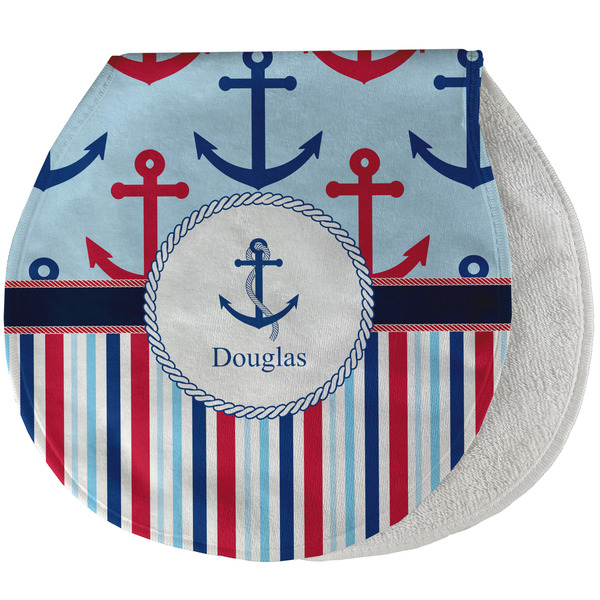 Anchors & Stripes New Baby Burp Folded