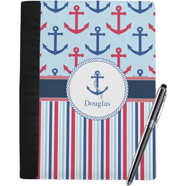Custom Anchors & Stripes Notebook Padfolio - Large w/ Name or Text