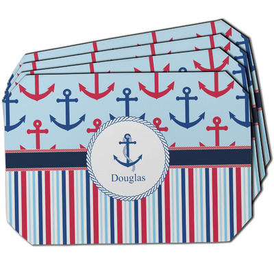 Anchors & Stripes Dining Table Mat - Octagon w/ Name or Text