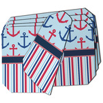 Anchors & Stripes Dining Table Mat - Octagon - Set of 4 (Double-SIded) w/ Name or Text