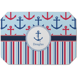 Anchors & Stripes Dining Table Mat - Octagon (Single-Sided) w/ Name or Text