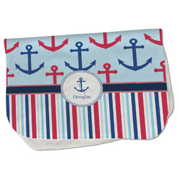 Anchors & Stripes Burp Cloth - Fleece w/ Name or Text