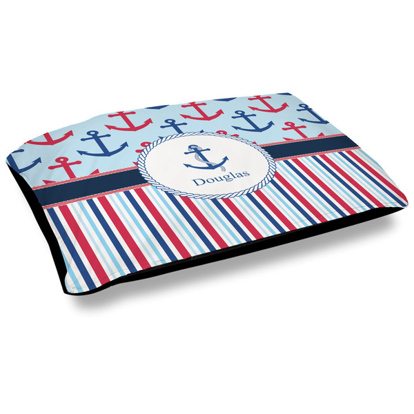 Custom Anchors & Stripes Outdoor Dog Bed - Large (Personalized)