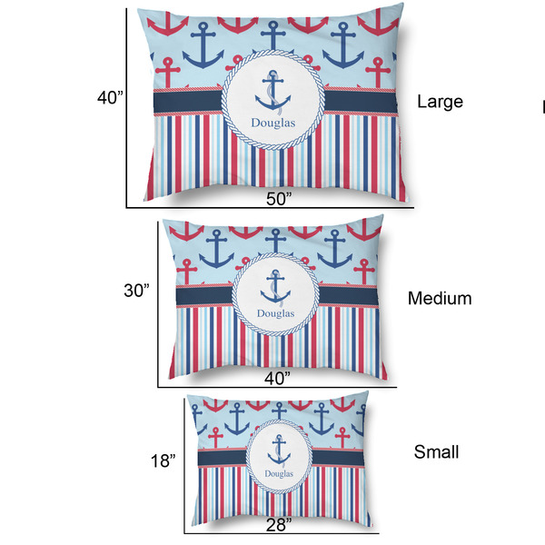 Anchors & Stripes Outdoor Dog Beds - SIZE CHART
