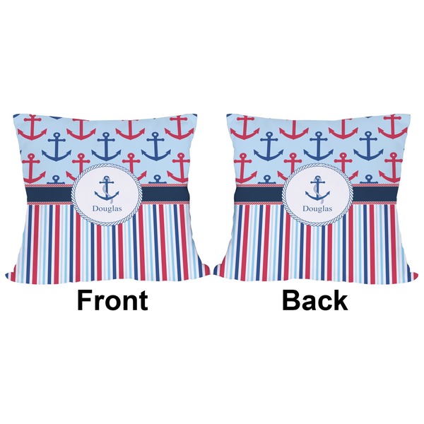 Anchors & Stripes Outdoor Pillow - 18x18