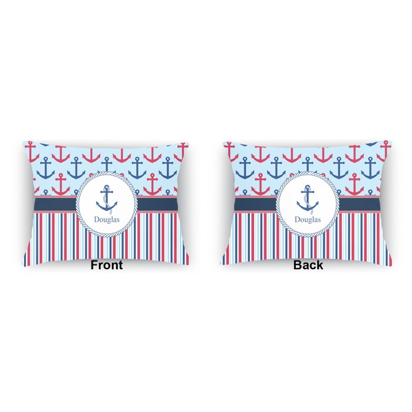 Anchors & Stripes  Outdoor Rectangular Throw Pillow (Front and Back)