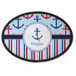 Anchors & Stripes Iron On Oval Patch w/ Name or Text