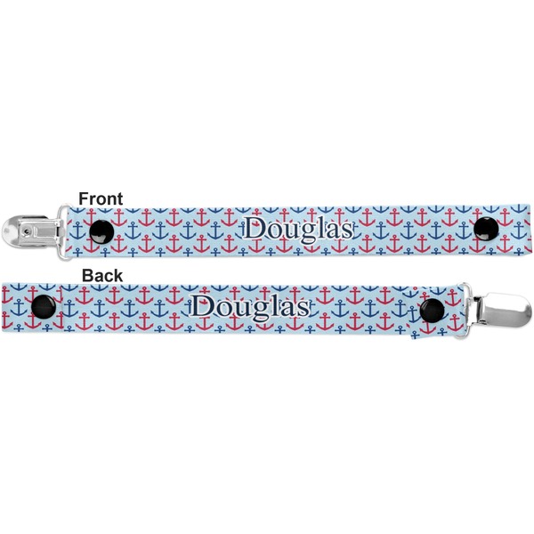 Anchors & Stripes Pacifier Clip - Front and Back