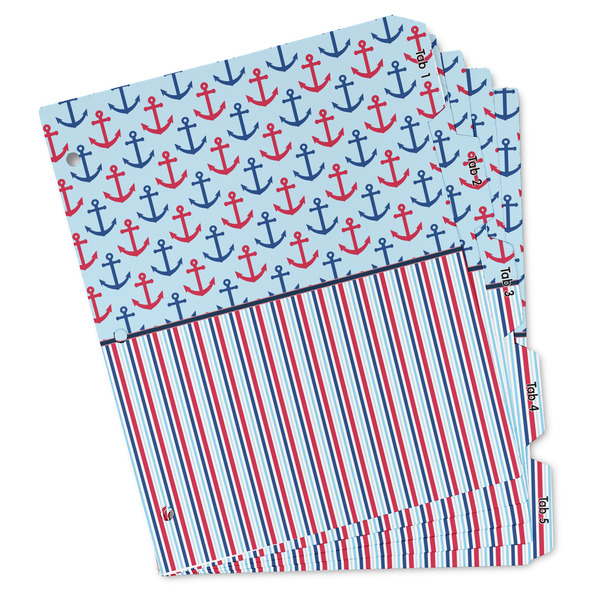 Custom Anchors & Stripes Binder Tab Divider - Set of 5 (Personalized)