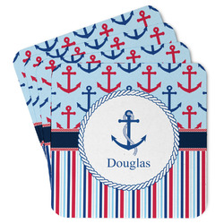 Anchors & Stripes Paper Coasters w/ Name or Text