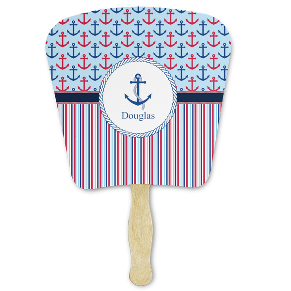 Custom Anchors & Stripes Paper Fan (Personalized)