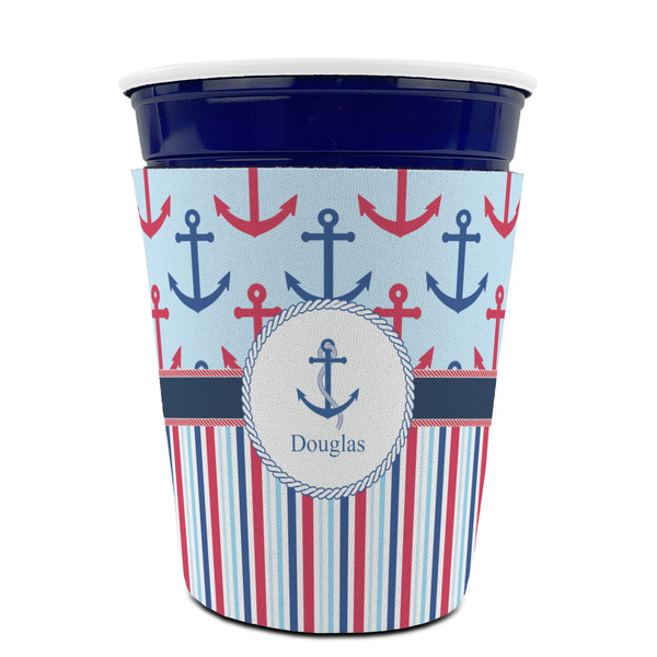 Anchors & Stripes Party Cup Sleeves - without bottom - FRONT (on cup)