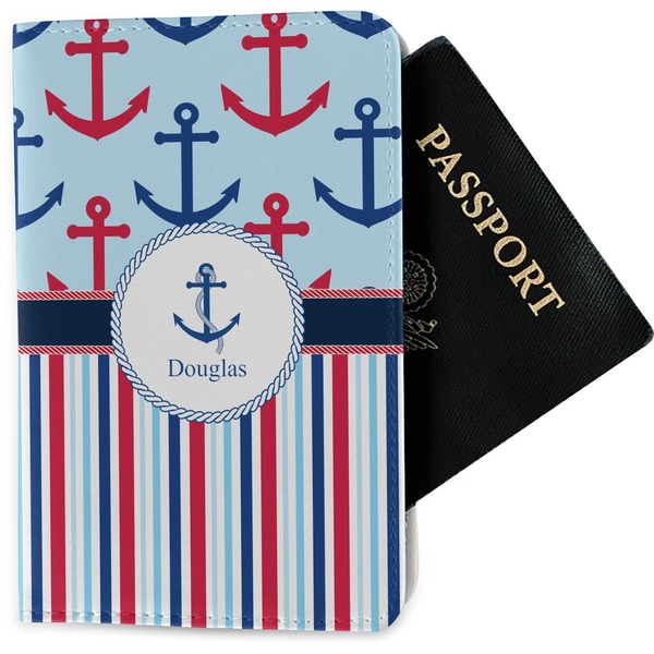 Custom Anchors & Stripes Passport Holder - Fabric (Personalized)