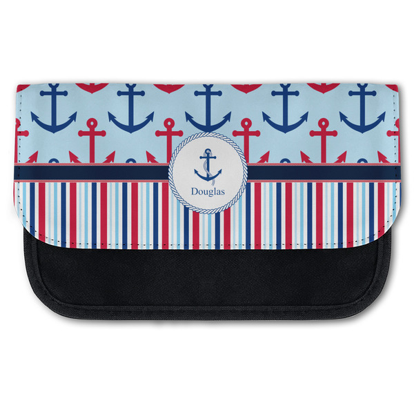 Custom Anchors & Stripes Canvas Pencil Case w/ Name or Text