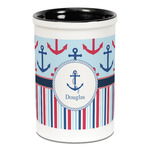 Anchors & Stripes Ceramic Pencil Holders - Black