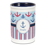 Anchors & Stripes Ceramic Pencil Holders - Blue
