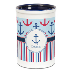 Anchors & Stripes Ceramic Pencil Holders - Blue
