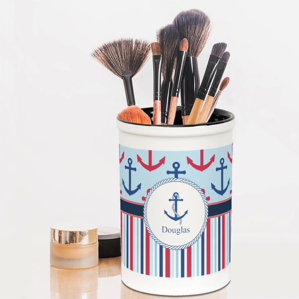 Anchors & Stripes Pencil Holder - LIFESTYLE makeup