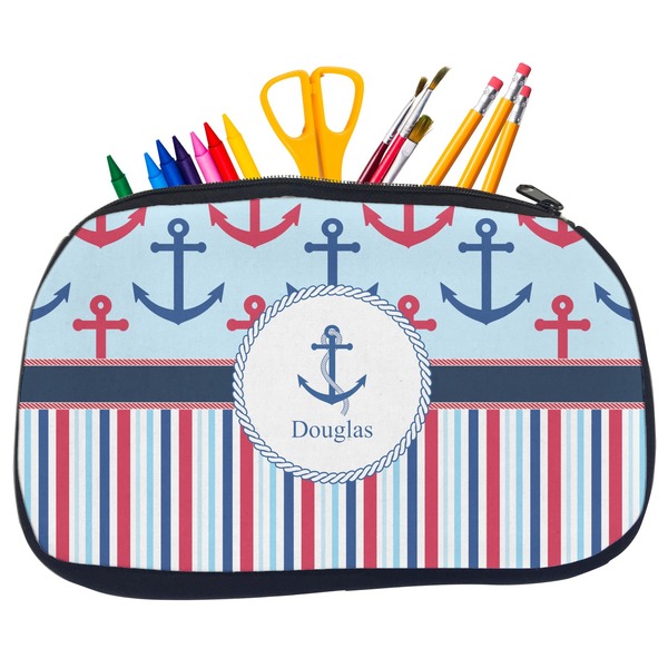 Anchors & Stripes Pencil / School Supplies Bags - Medium